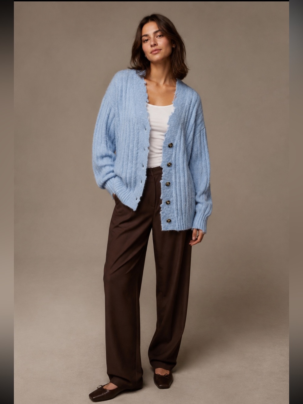Helmut Lang Re-Edition Cardigan Sweater Medium Blue Distressed Oversized Ribbed